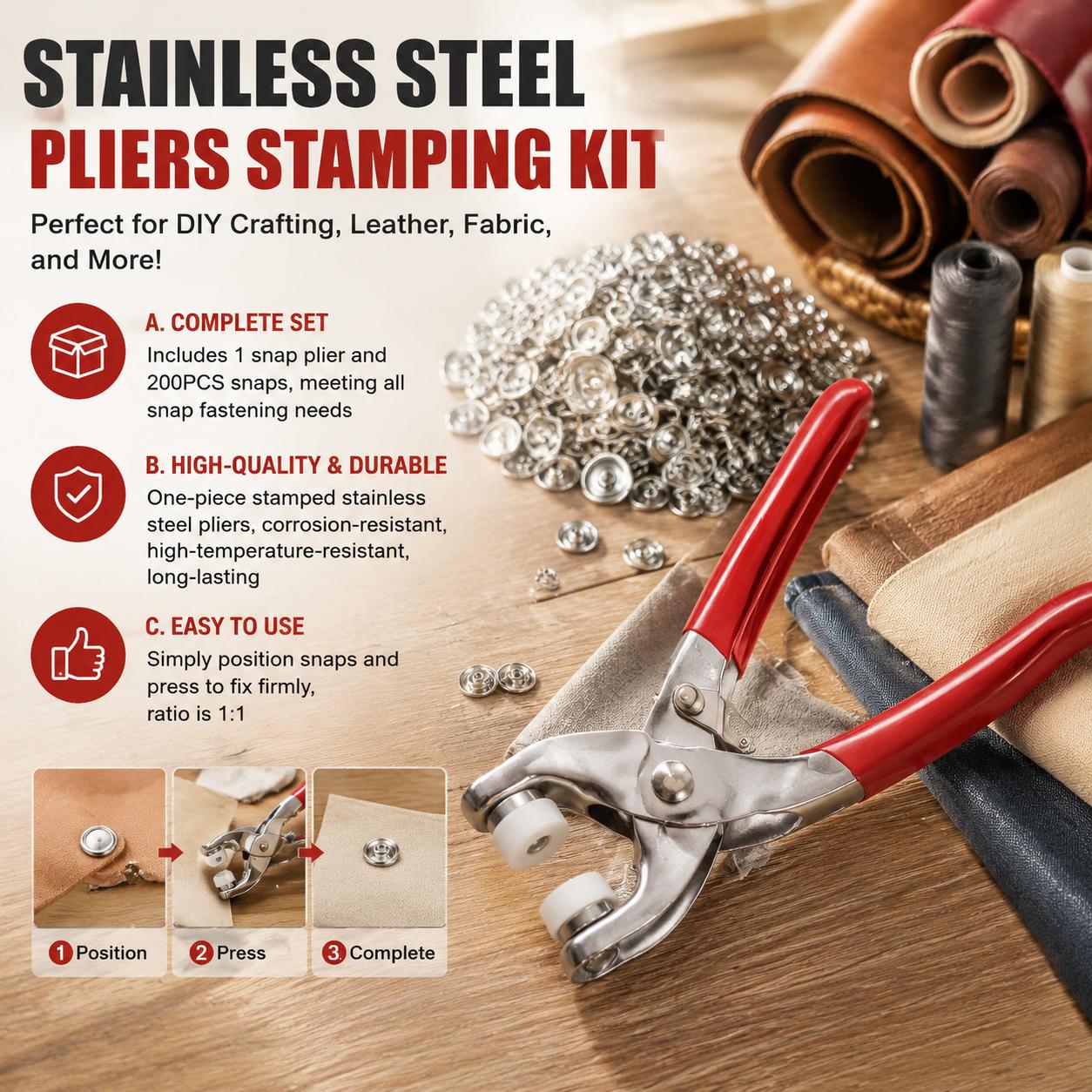 Snap Fastener Set - Набор из 201 металлической кнопки-застежки с